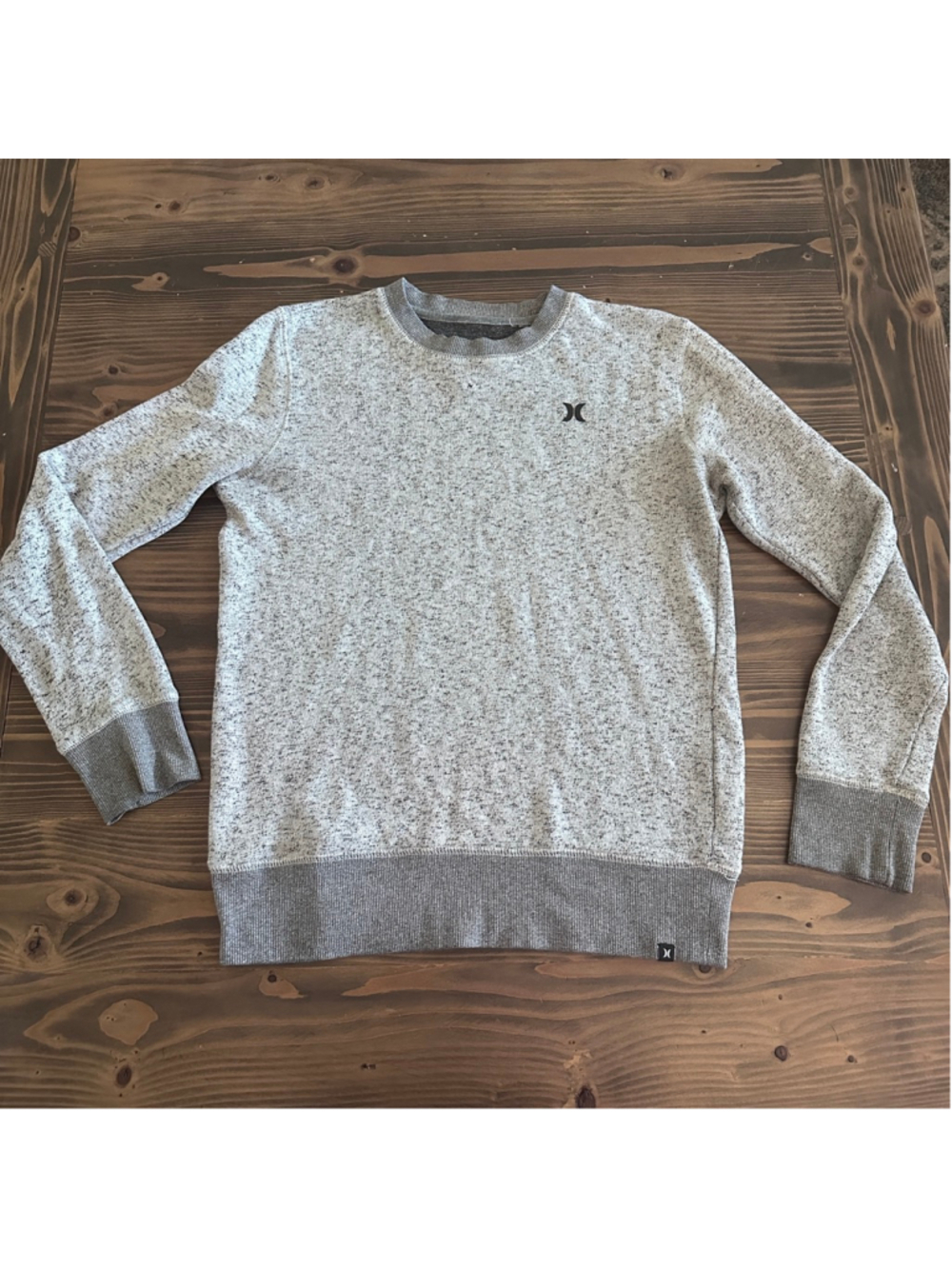 Hurley Gray Black Crewneck Sweater Men’s S Knit Logo Casual
